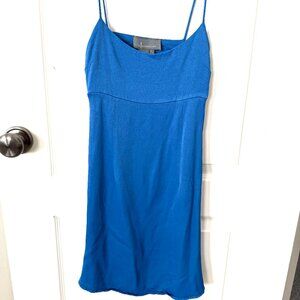 Anthropologie Brand blue silky mini slip dress with back cut-out - Size 0